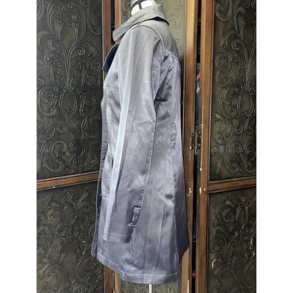 Modiva Metallic Grey SOFT Satin Feel Dress Coat Women's Size S - Picture 5 of 9
